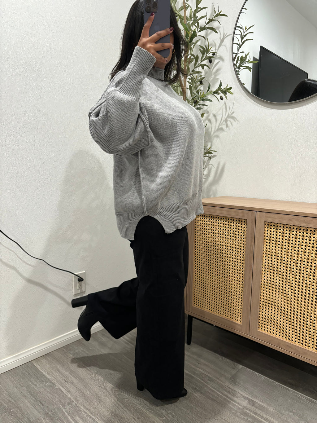 Taylor Mock Neck Sweater Grey