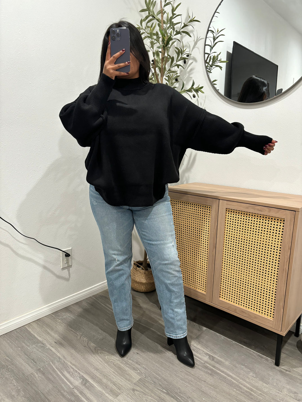 Taylor Mock Neck Sweater Black