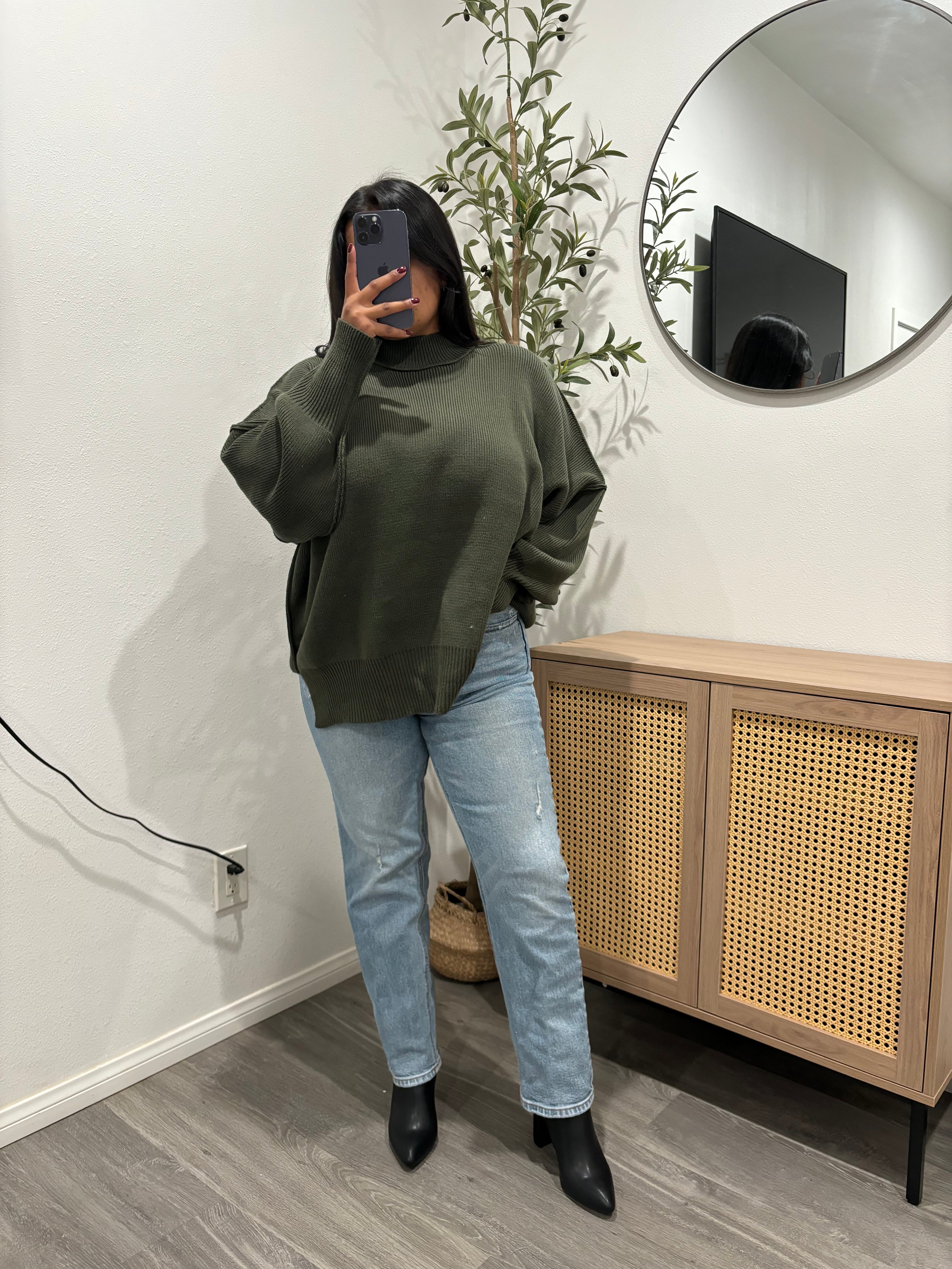 Taylor Mock Neck Sweater Dark Olive