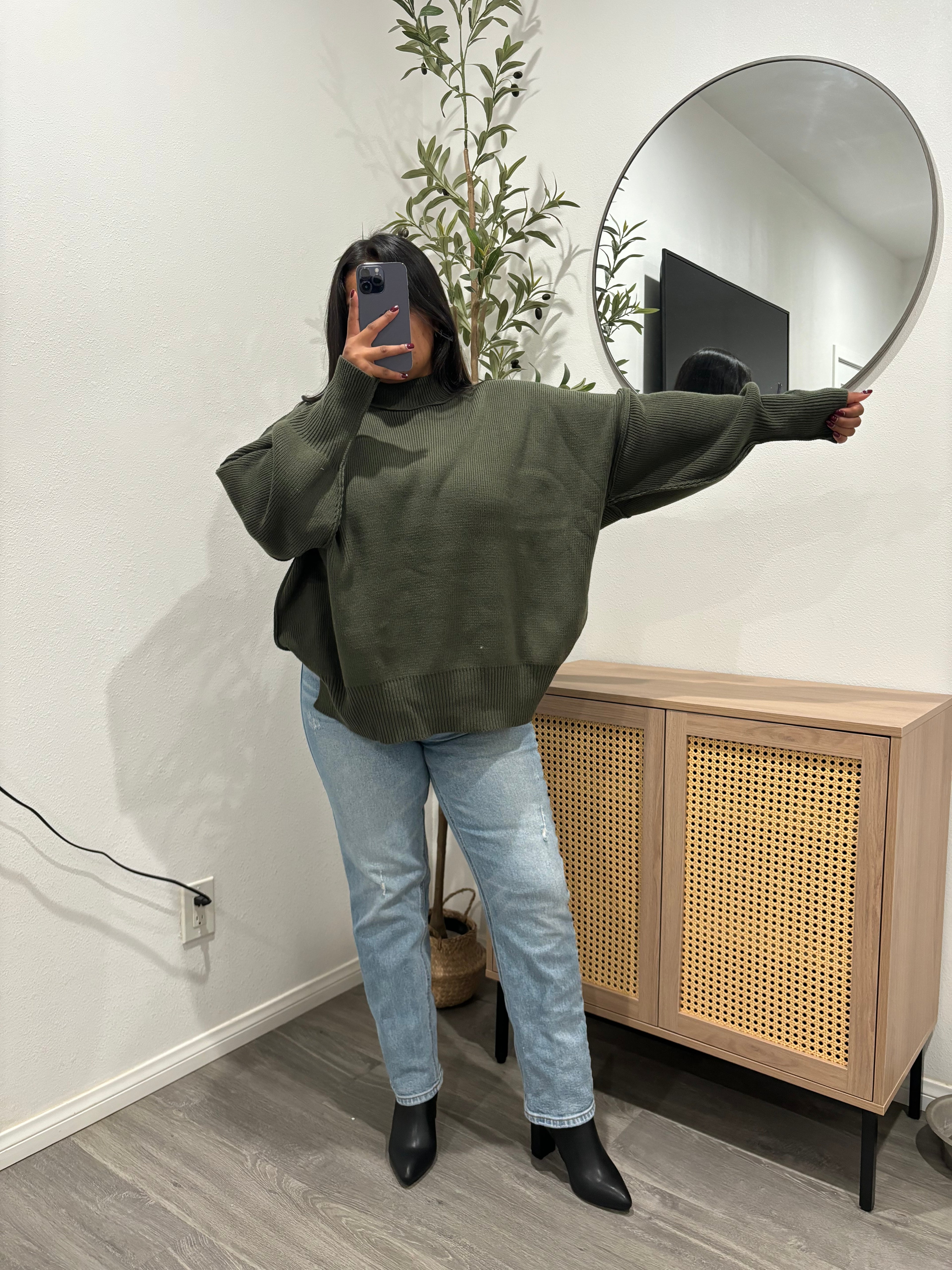 Taylor Mock Neck Sweater Dark Olive