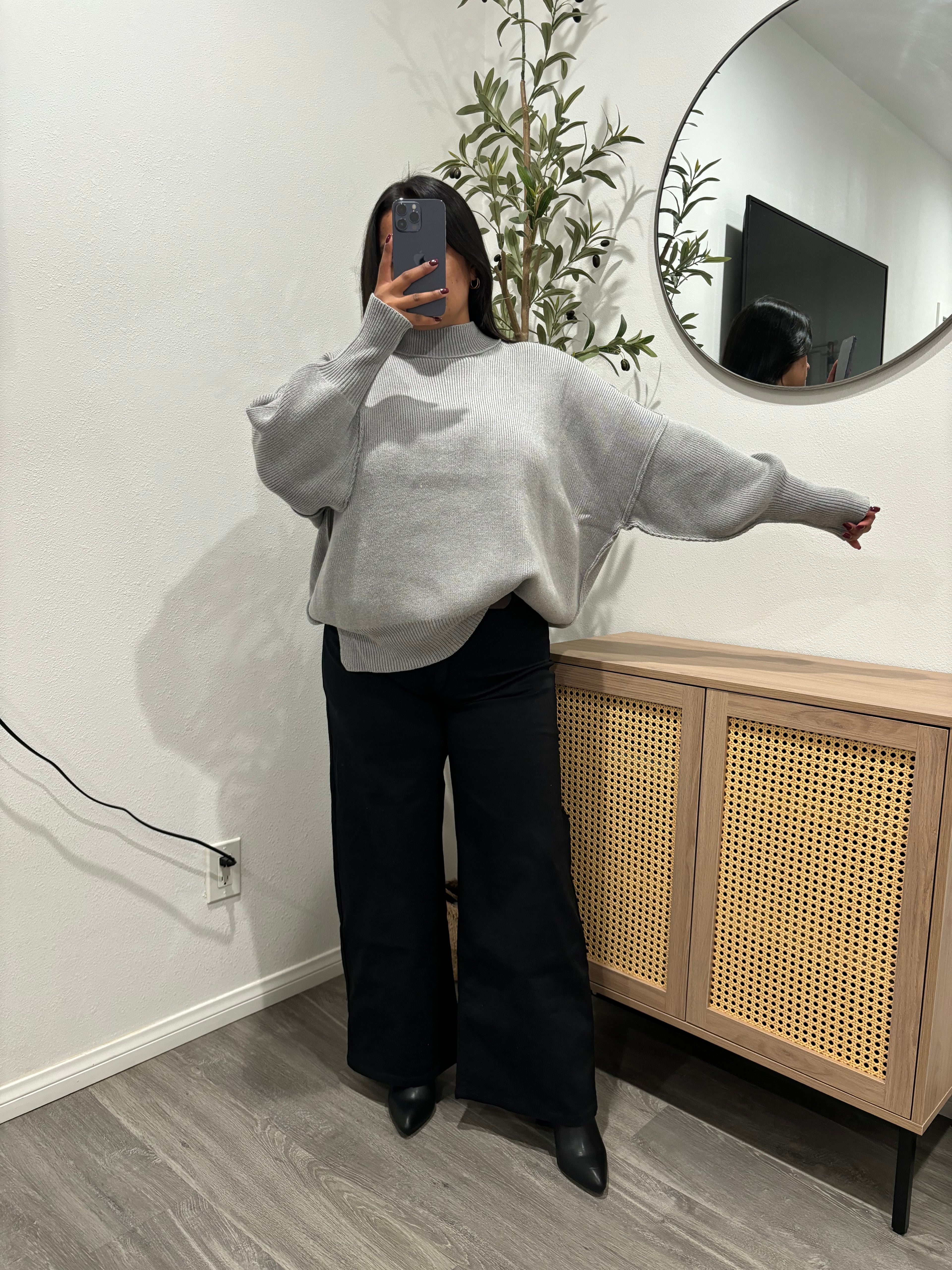 Taylor Mock Neck Sweater Grey