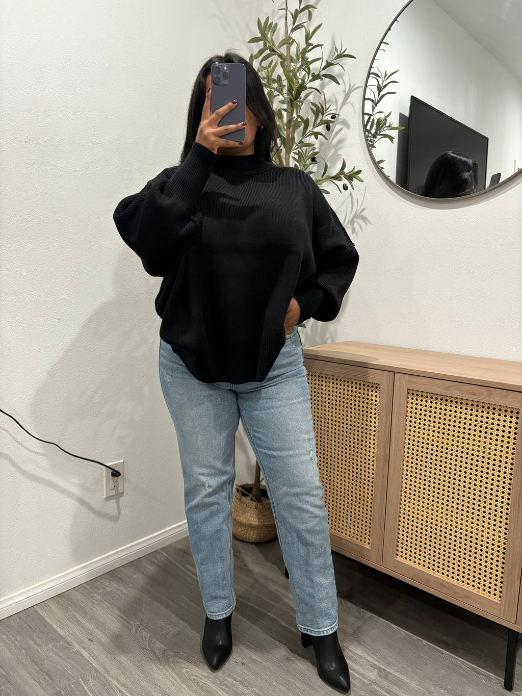 Taylor Mock Neck Sweater Black