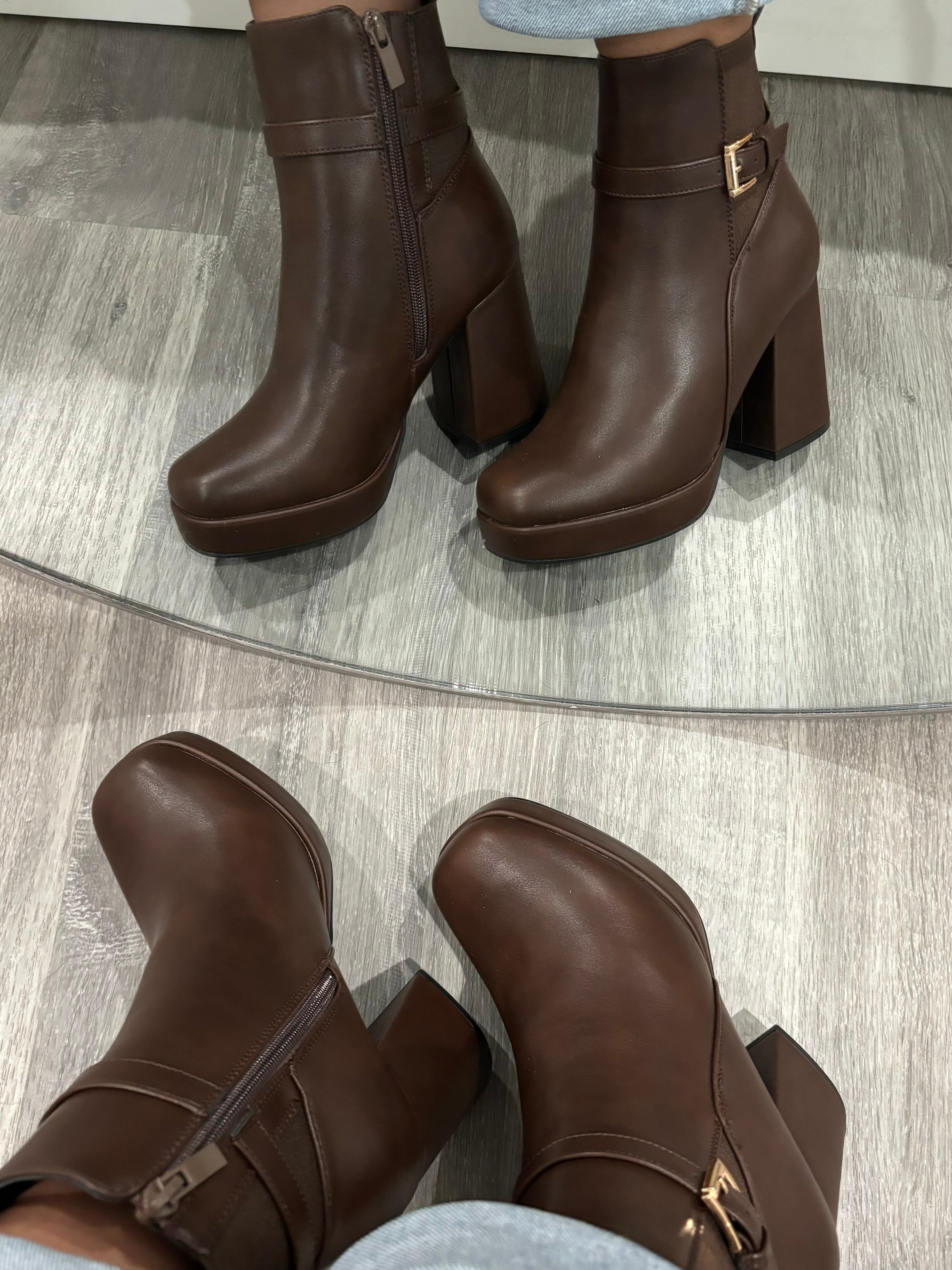 Dover Platform Booties Brown