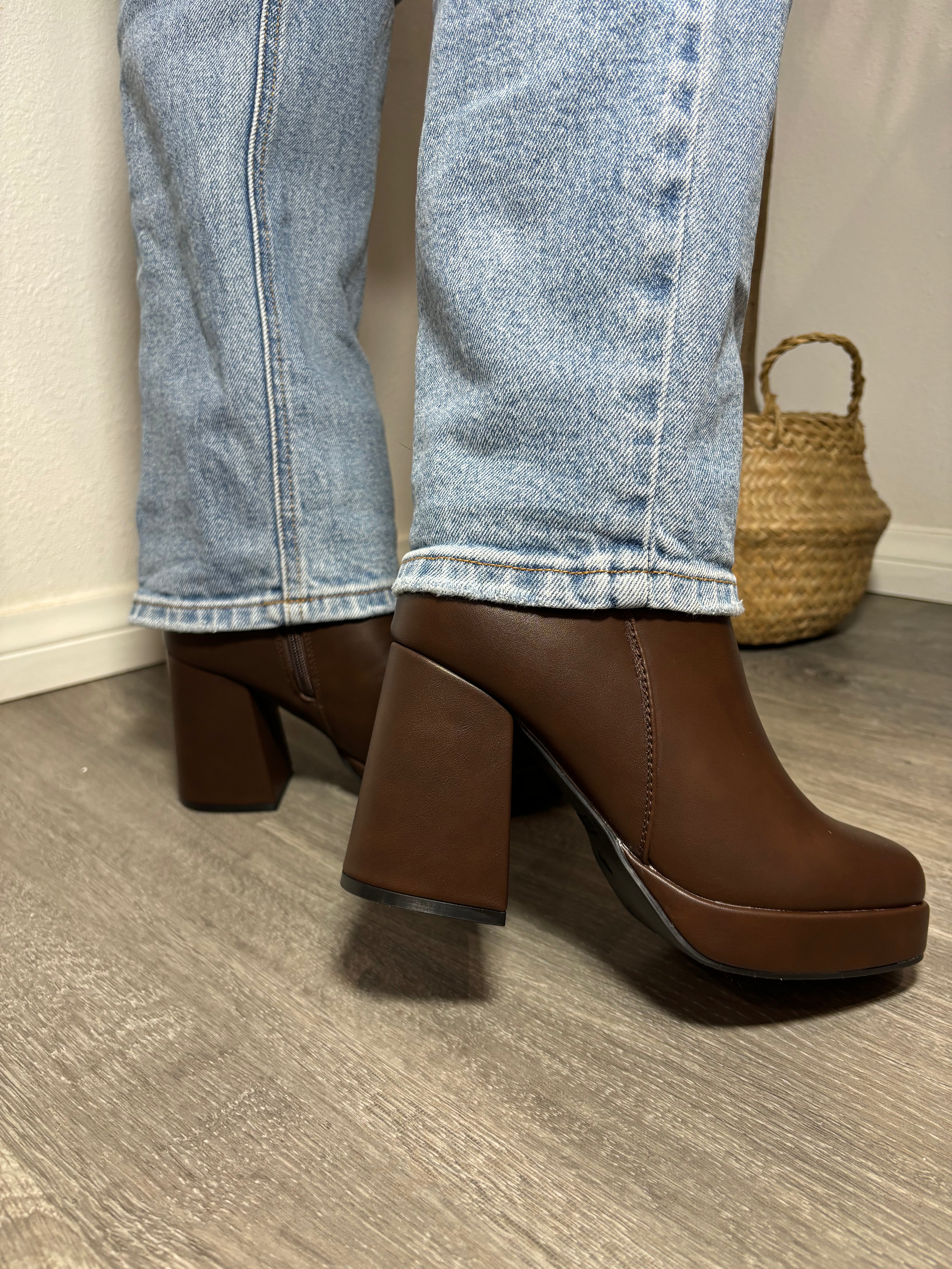 Dover Platform Booties Brown