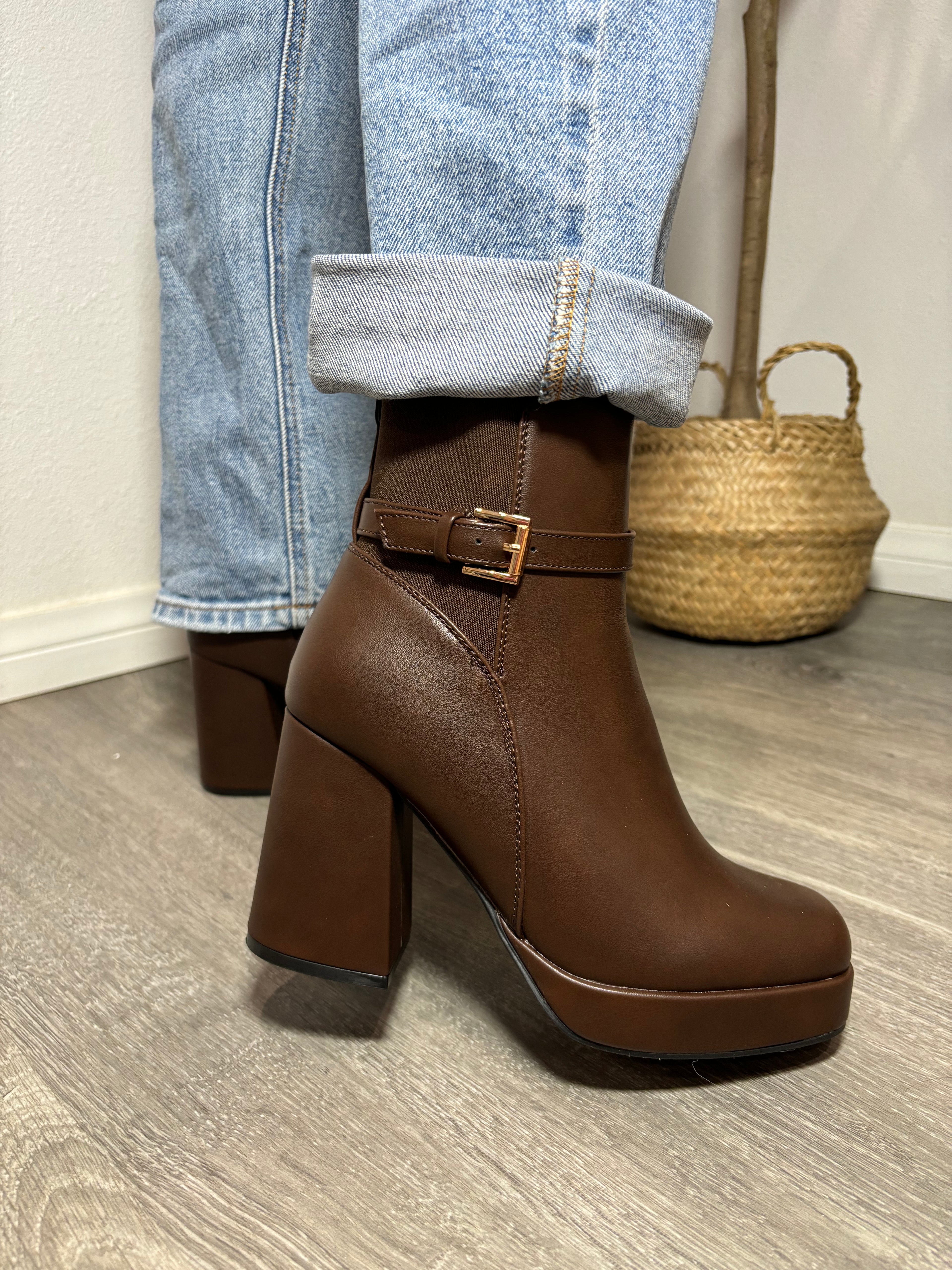 Dover Platform Booties Brown